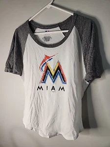 VTG Women’s Miami marlins V Neck Tee Shirt Size XS MLB 2009 artwork design - Picture 1 of 9