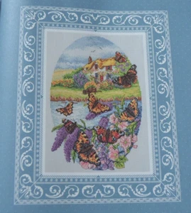 Cross Stitch Chart Only - Idyllic Countryside Sampler British Butterfly Scene - Picture 1 of 2