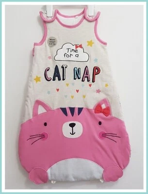 Bebé Niña Saco de Dormir Gris y Rosa Gatito 2.5 Tog Invierno Saco de Dormir Edredón 0-6m NUEVO Foto 1 de 4