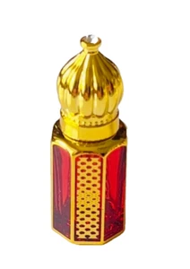 Red Glass Golden Bottle 6ml-Refillable Perfume Empty Bottles Essential Oil - Picture 1 of 9