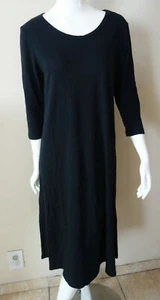 ALEXANDER YAMAGUCHI 3/4 SLEEVES BLACK COTTON WIDE DRESS SIZE S, M, L NWOT - Picture 1 of 6