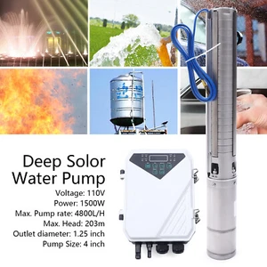4" 2 HP Solar Water Pump Submersible MPPT Controller Kit DC 110V Deep Well Pump - Picture 1 of 9