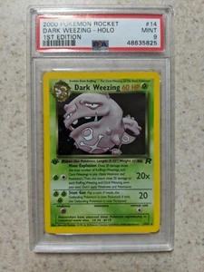 2000 Pokemon Team Rocket 1st Edition #14 Dark Weezing - Holo PSA 9 MINT - Picture 1 of 2