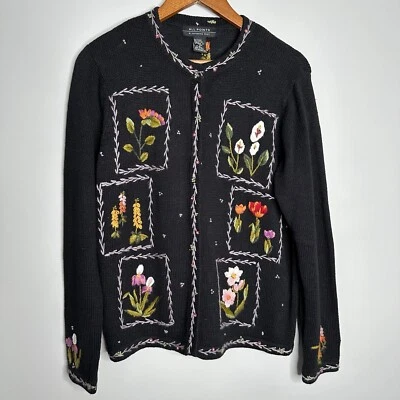 Маленький винтажный свитер-кардиган с вышивкой с цветочным узором All Points by Reference Point - Изображение 1 из 4