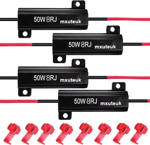 Mxuteuk 4 Piezas Resistencia LED Resistencias de Carga Coche 50W 8Ohm para Fijar Bombilla LED Rápido Hype - Imagen 1 de 12