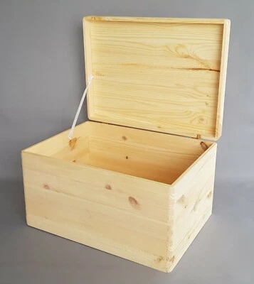 Wooden Treasure Box with Lid Storage Chest Memory Keepsake No Handles Craft - Image 1 of 4