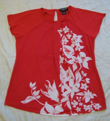 Women's Liz Claiborne  Career Top - PS - Red & White Floral Print - Image 1 of 4