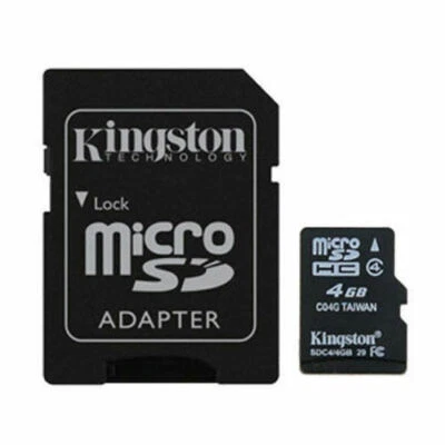 Kingston 4GB Micro SD SDHC TF Memory Card Class 4 with SD Adapter Genuine New - Bild 1 von 4