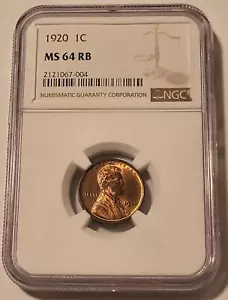 1920 Lincoln Wheat Cent MS64 RB NGC - Picture 1 of 4