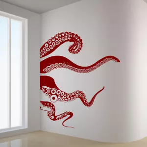 Decalcomania da parete arte vinile Kraken/Polpo 4 tentacoli - scegli adesivo colore N175 - Foto 1 di 11