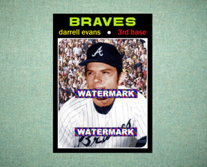 Darrell Evans Atlanta Braves 1971 Style Custom Baseball Art Card