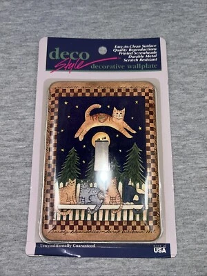 AMERICAN TACK & HARDWARE CO Cat Jumping Over Moon Single Light Wall Switch Plate Matching Screws NIP
