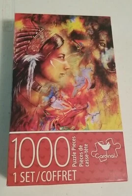 Cardinal 1000 Piece Jigsaw Puzzle - Woman and Wolf - New Sealed - Image 1 of 2