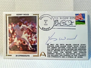 Kerry Wood signiertes First Day Cover FDC 1998 20 Strikeouts Wrigley Umschlag Siegel - Bild 1 von 3