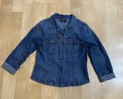 Chaqueta vaquera Karen Kane mediana punto medio lavado azul denim bolsillos abotonados Foto 1 de 4