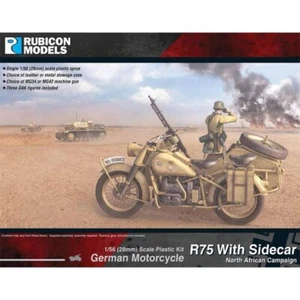 Rubicon Models 280052 German Motorcycle R75 with Sidecar Plastic Model Kit 1/56 - Picture 1 of 3