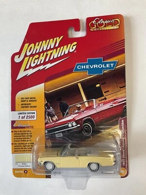 johhnt lightning “WHITE” lightning 1965 Impala Convert. Yellow, 1/64, RARE, NEW - Image 1 of 4