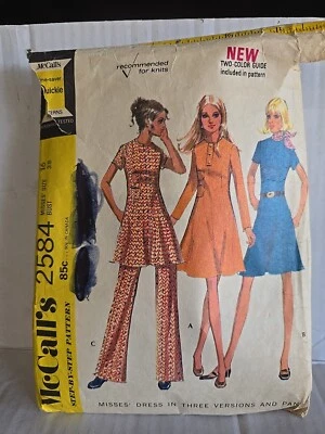 McCall's Pattern 2584 Misses Dress In 3 Versions & Pants Sz 16 -Cut Complete- - Image 1 of 4