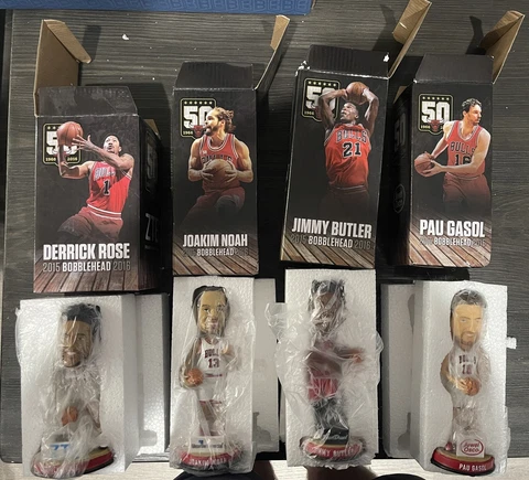 Butler Gasol Noah Rose Chicago Bulls Bobblehead 50th Anniversary Set Of 4 Cover