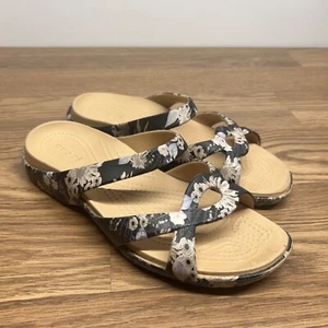 Crocs Sandals Womens 8 Meleen Twist Shoes Floral Rubber Slide Slip On Comfort - Picture 1 of 11