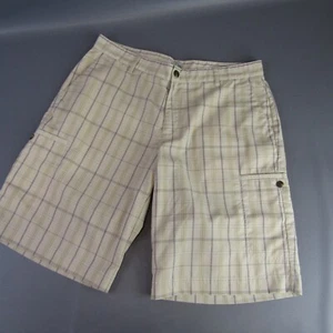 Adidas Golf Shorts Plaid Flat Front Cargo Pockets Beige Mens Size 34 - Picture 1 of 14