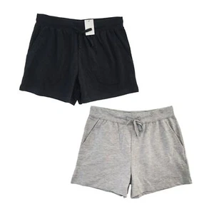 West Loop Womens Knit Shorts Elastic Drawstring Waist Pockets Black Gray M L XL - Picture 1 of 11