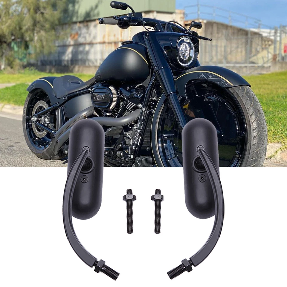 Mini espejos retrovisores ovalados negros para motocicleta Harley Davidson Softail Breakout V-Rod AA Foto 1 de 4
