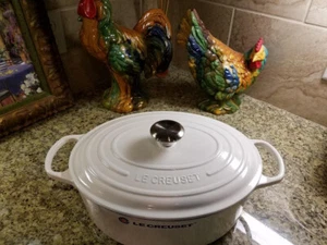Le Creuset #31 Enameled Cast Iron Oval Dutch Oven ~ 6 3/4 Qt ~ WHITE ~ NWOB - Picture 1 of 5