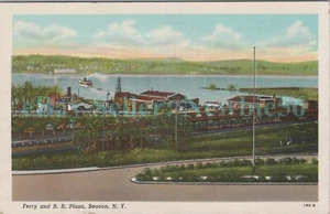 Beacon NY - ESTACIÓN DE TREN Y TERMINAL DE FERRY DEL RÍO HUDSON - postal de la década de 1920 - Imagen 1 de 2