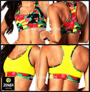 ZUMBA Reversible Jam Scoop Bra Top~Camo Print~Official Booty Camp ZWear S M L XL - Picture 1 of 4