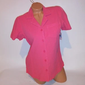 Basic Editions Button Front Shirt Small Coral Collared Short Sleeve New - Picture 1 of 7