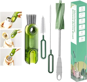 Water Bottle Cleaner Brush Set, 3 in 1 Multipurpose Bottle Gap Cleaner Brush & - Picture 1 of 12