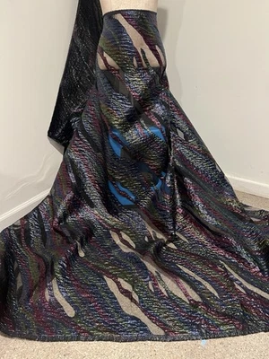 Multicolor Metallic Brocade Organza Fabric 58” Width Sold By The Yard - Image 1 of 4