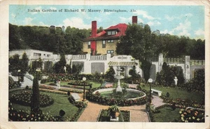 Postcard Italian Gardens of Richard W. Massey Birmingham Alabama AL WB 1921 - Picture 1 of 2