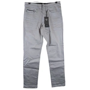 Pantalones de mezclilla fritos calce ajustado grises modernos informales 30x30 nuevos con etiquetas - Imagen 1 de 10