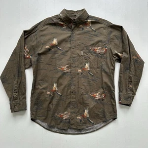 VTG Woolrich Cotton Button Up Hunting Shirt Partridge Pheasant Bird Mens Size M - Picture 1 of 5