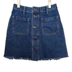 Boden Button Through Denim Mini Jeansrock Button Down Dark Wash Raw Hem 2 - Bild 1 von 7