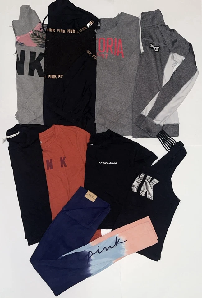 Victoria Secret Pink XS-S Bundle Lot Of 9 Tops Sweatshirts Leggings Mixed Lot - Image 1 of 4