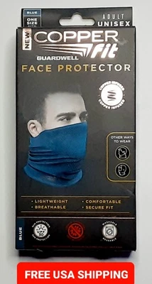 Copper Fit Face Protector Mask Fashionable Reusable Size Adult (Blue) Free Ship - Image 1 of 4