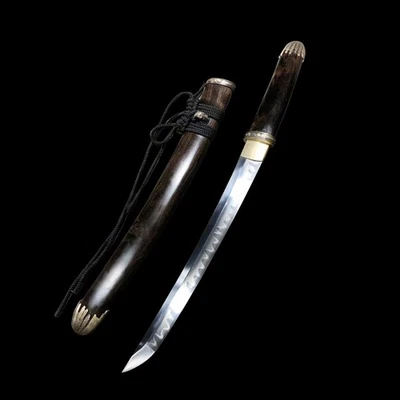 Handmade Japanese Wakizashi T10 Steel Clay Tempered with Brass Fittings - Image 1 of 4