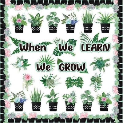 Succulents Plant Potted Bulletin Board Decorations, When We Learn We Grow Pos... - Image 1 of 4
