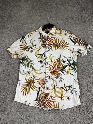 Guess рубашка мужская средний белый цветочный вискоза гавайский коротким рукавом на пуговицах - Изображение 1 из 4