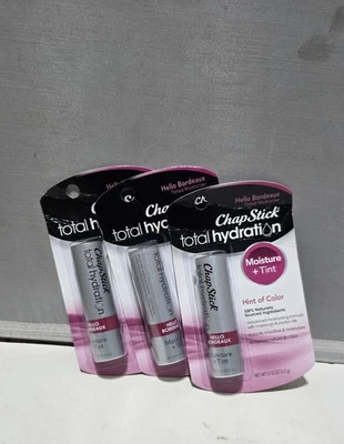 Lote de 3 ChapStick Hidratación Total Humedad + Tinte. Luz Hello Bordeaux... Foto 1 de 2
