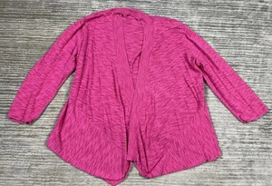 Kasper Sweater Womens 2X Pink Open Front Long Sleeve Cotton Blend - Picture 1 of 13