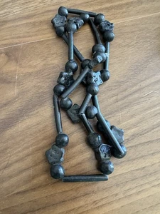 VTG Oaxaca Barro Black Pottery Carved Fetish Folk Art Necklace Mexico Beads - Picture 1 of 5