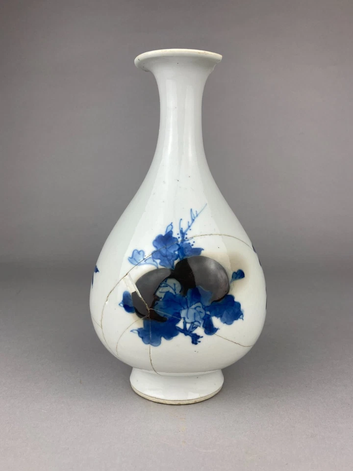 RARE ANTIQUE CHINESE PORCELAIN BLUE COPPER RED SANDUO BOTTLE VASE QING KANGXI !? - Image 1 of 4