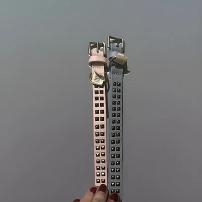 Собака воротник с заклепками дизайнерский кожаный синий розовый 10 12 - Изображение 1 из 4