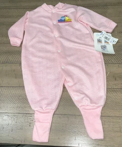 Vintage Cozy Cuffs PINK INFANT SLEEPER LARGE 6-9 MO NOS NWT "CONVERT-A-FOOT" - Picture 1 of 7