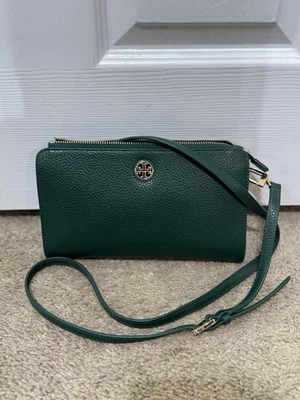 Tory Burch Green Crossbody Wallet Pebbled Leather Purse Adjustable Strap NWOT - Image 1 of 4