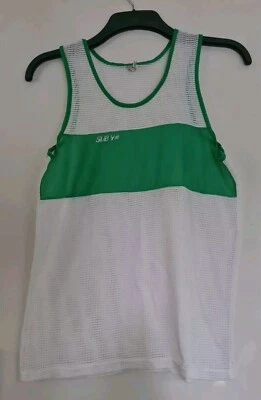 Vintage SUB 4 size M running gym track and field vest white mesh with green trim - Image 1 of 4